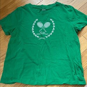 J. Crew Green Tennis East Side Tournament Graphic Green & White Printed Tee SM